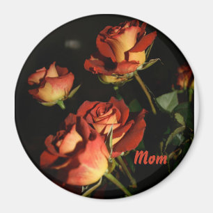 Imán de mamá de rosas rojas y amarillas