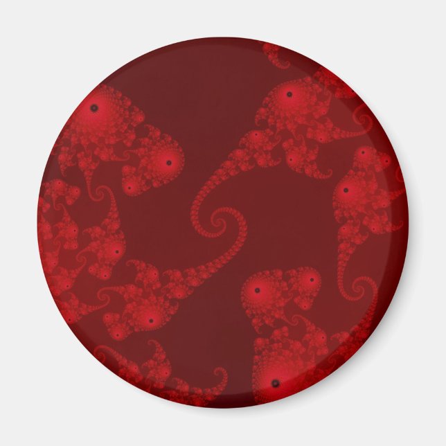 Imán de Manada de Caballitos de Mar Rojo Intenso (Frente)