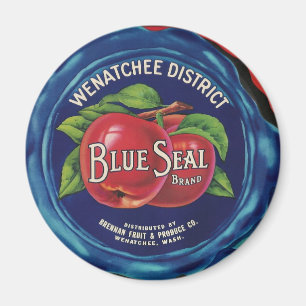 imán de manzanas de sello azul