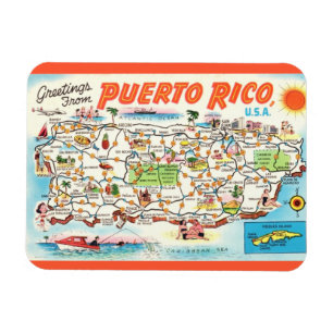 Imán de Mapa Antiguo de Puerto Rico