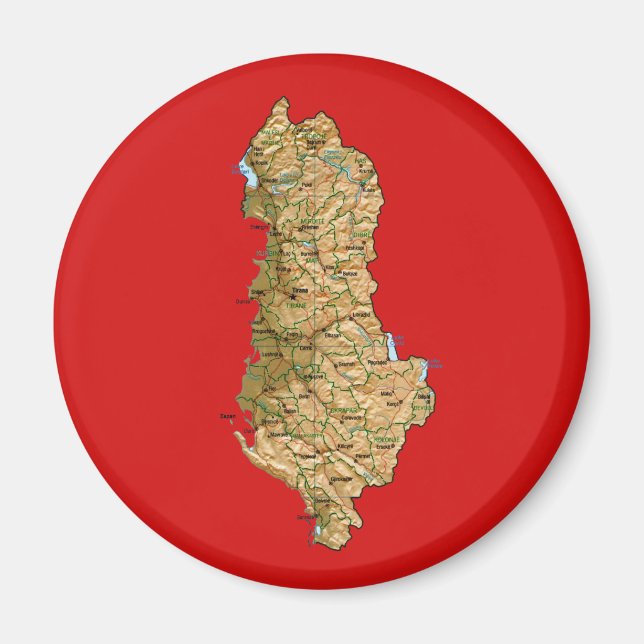Imán de Mapa de Albania (Frente)