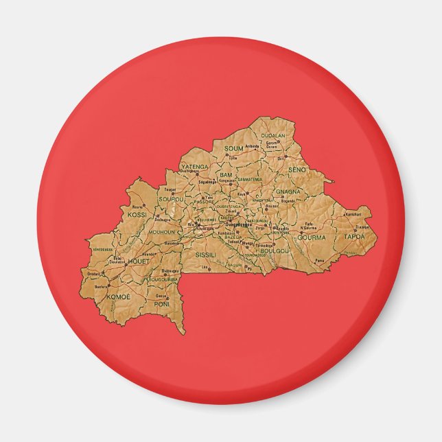 Imán de Mapa de Burkina Faso (Frente)