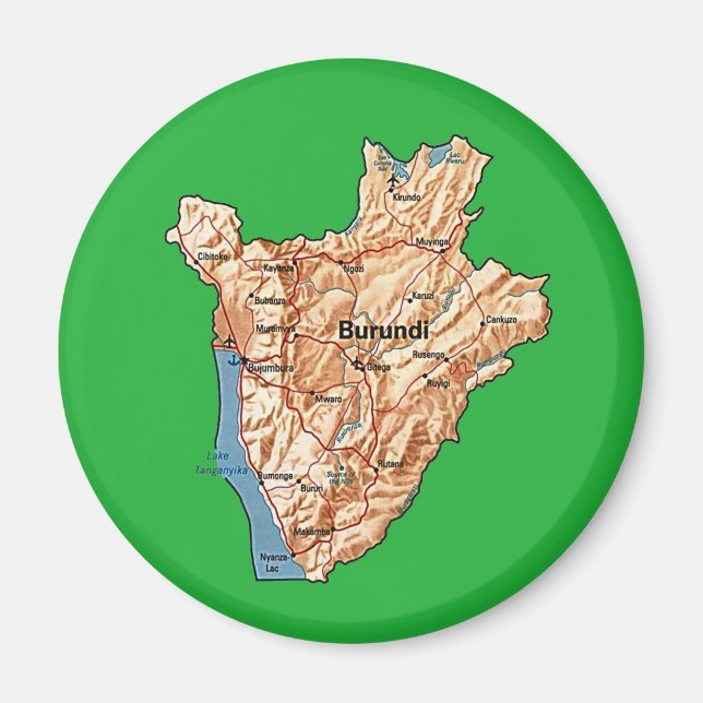 Imán de Mapa de Burundi (Frente)