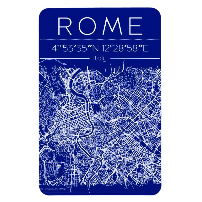 Imán de Mapa de Ciudad de Roma Blueprint (Vertical)