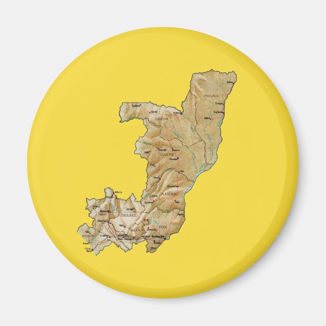 Imán de Mapa de Congo-Brazzaville (Frente)