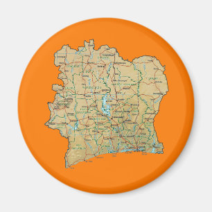 Imán de mapa de Costa de Marfil