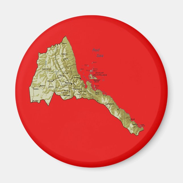 Imán de Mapa de Eritrea (Frente)