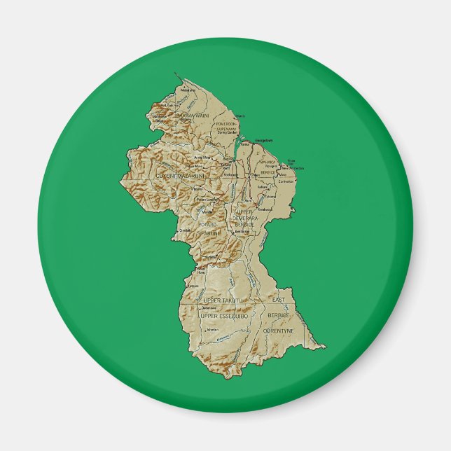 Imán de Mapa de Guyana (Frente)