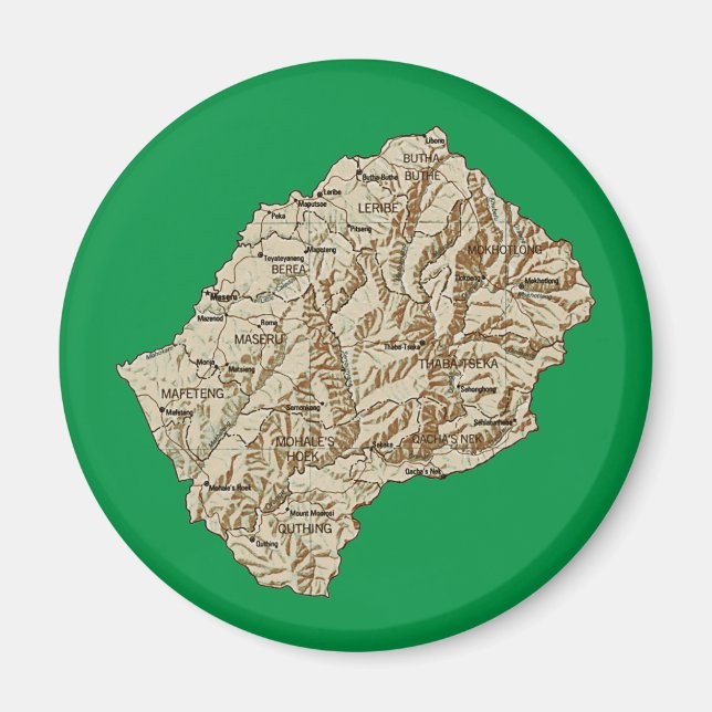 Imán de Mapa de Lesoto (Frente)