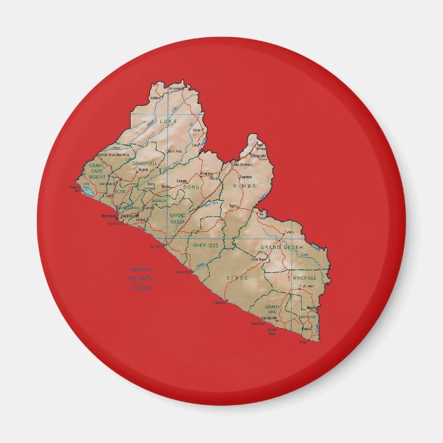 Imán de Mapa de Liberia (Frente)