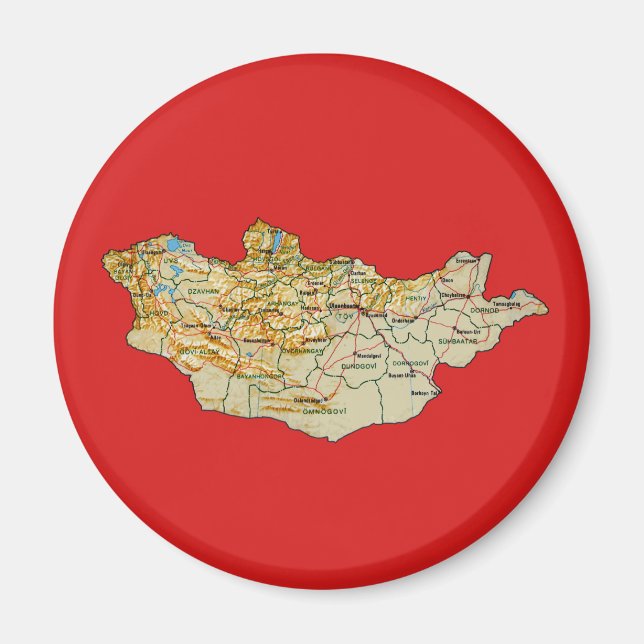 Imán de Mapa de Mongolia (Frente)