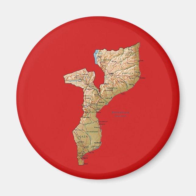 Imán de Mapa de Mozambique (Frente)