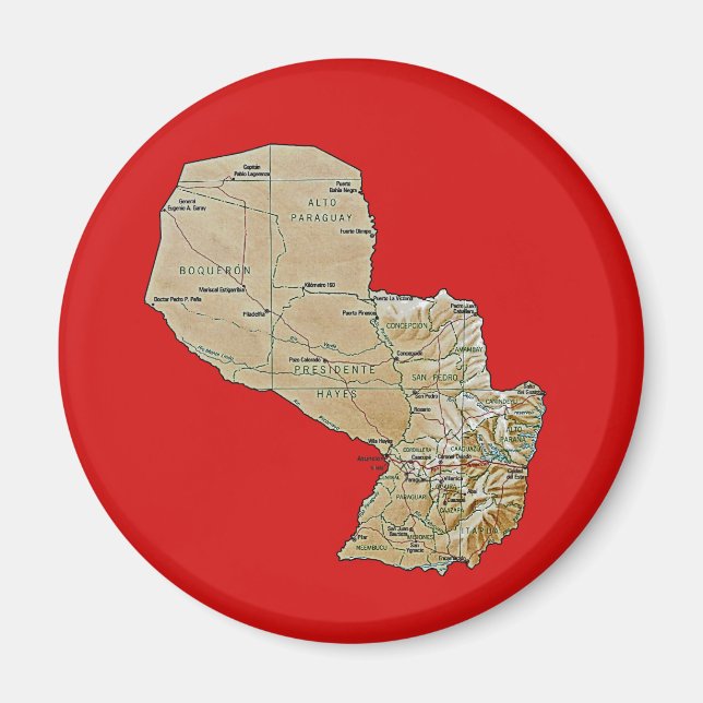 Imán de Mapa de Paraguay (Frente)