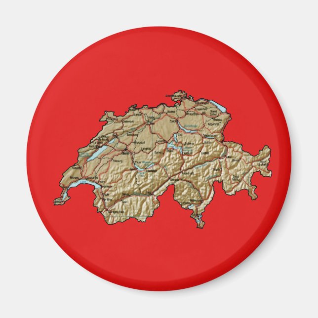 Imán de mapa de Suiza (Frente)