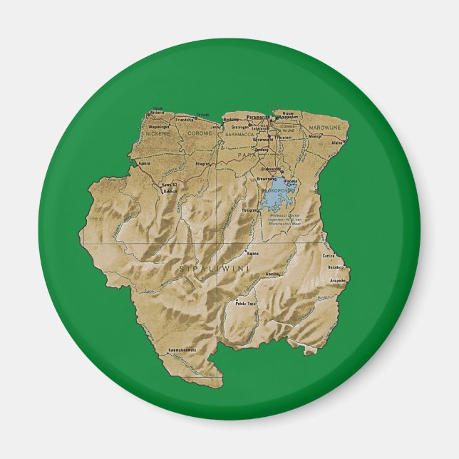 Imán de Mapa de Surinam (Frente)