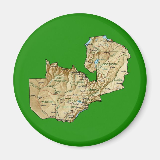 Imán de Mapa de Zambia (Frente)