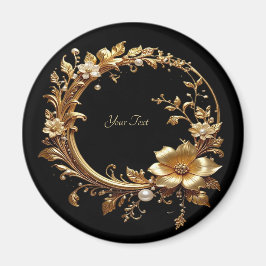 Imán de Marco Adornado Floral Dorado