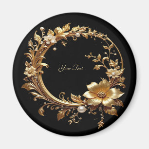 Imán de Marco Adornado Floral Dorado
