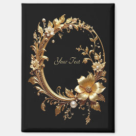 Imán de Marco Adornado Floral Dorado