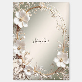 Imán de Marco Floral Blanco Ornate