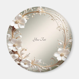 Imán de Marco Floral Blanco Ornate