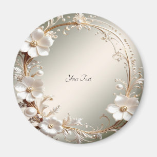 Imán de Marco Floral Blanco Ornate