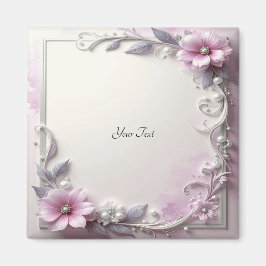 Imán de Marco Floral Rosa