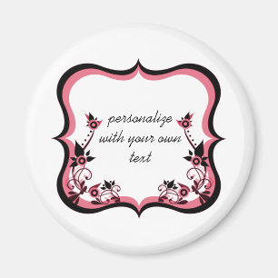 Imán de marco floral suave, rosa
