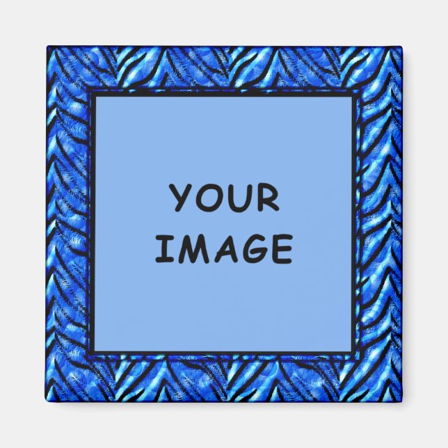 Imán de marco fotográfico azul colorido (Frente)