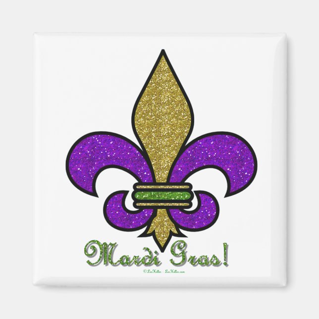 Imán de Mardi Gras Colorido Fleur De Lis (Frente)