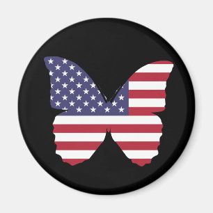 imán de mariposa de bandera estadounidense