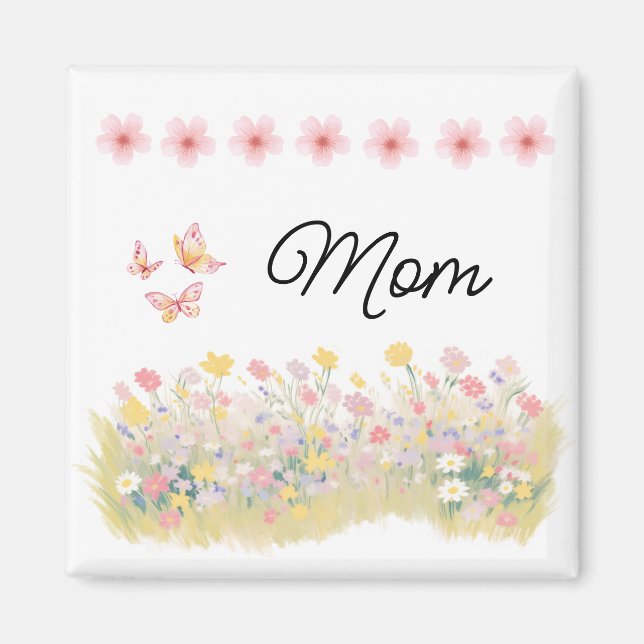 Imán de mariposa de flor silvestre personalizada (Frente)