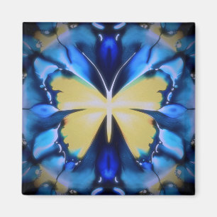 Imán de mariposas azules y amarillas