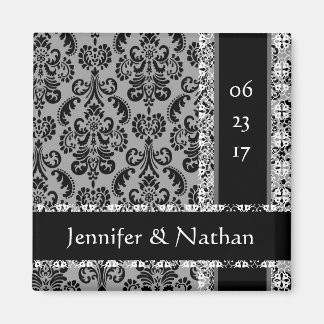 Imán de matrimonio de Damasco gris y negro