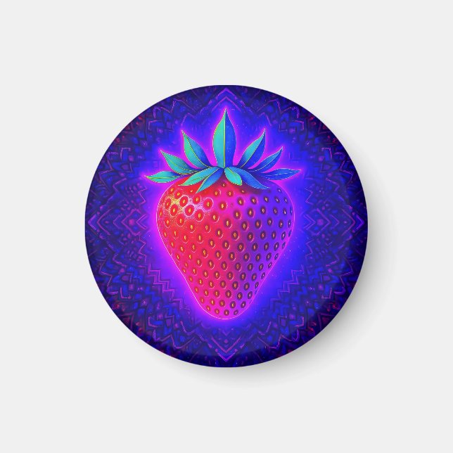Imán de mirada vívida de Fresa Neon (Frente)