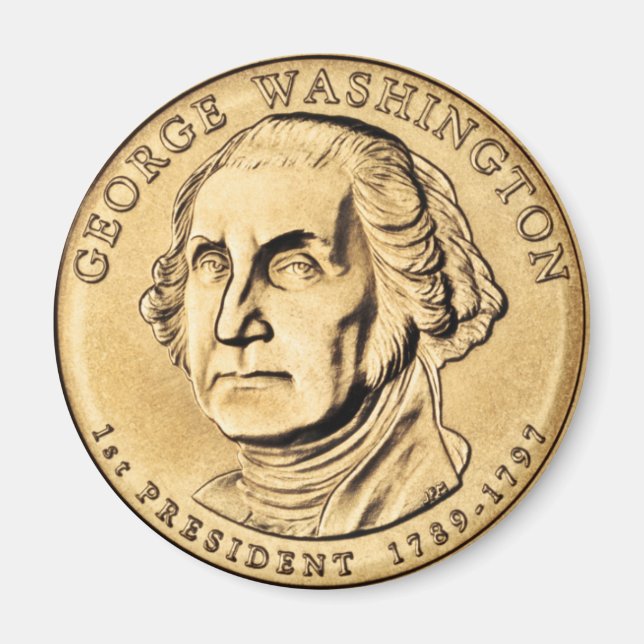 Imán de moneda presidencial de $1 de George Washin (Frente)