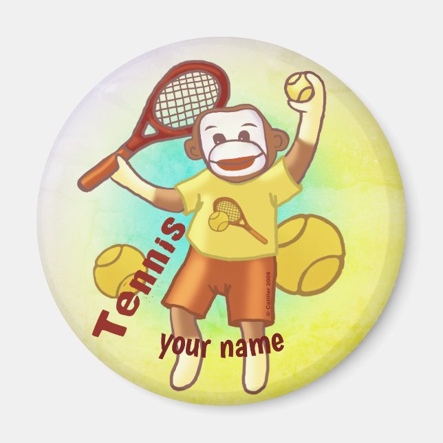 Imán de mono de calcetín de tenis (Frente)