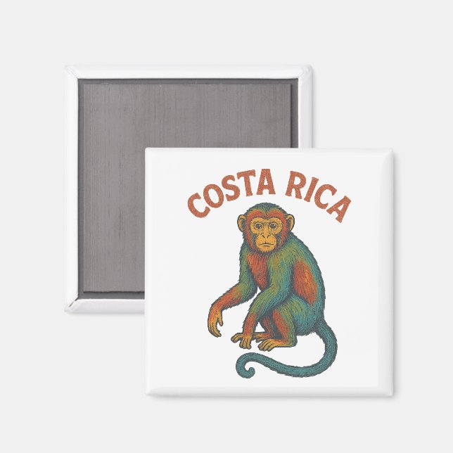 Imán de mono de Costa Rica (Anverso/Reverso)