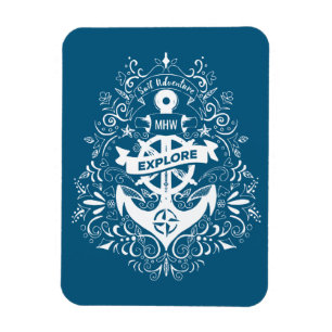 Imán de monograma de personalizado de anclaje deco