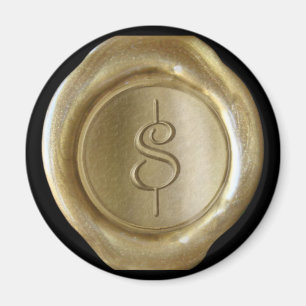 Imán de monograma de sello de cera - Oro - Estilo 