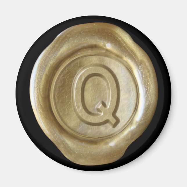 Imán de monograma de sello de cera - Oro - Estilo  (Frente)