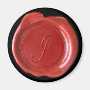 Imán de monograma de sello de cera - rojo - Estilo