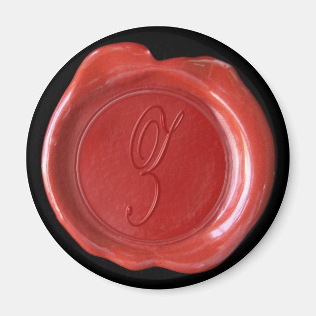 Imán de monograma de sello de cera - rojo - Estilo (Frente)