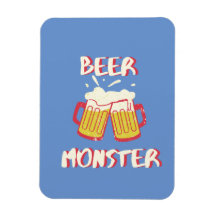 Imán de Monstruo de Cerveza con Fondo Azul