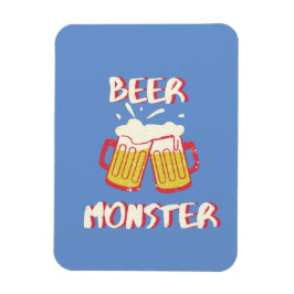 Imán de Monstruo de Cerveza con Fondo Azul