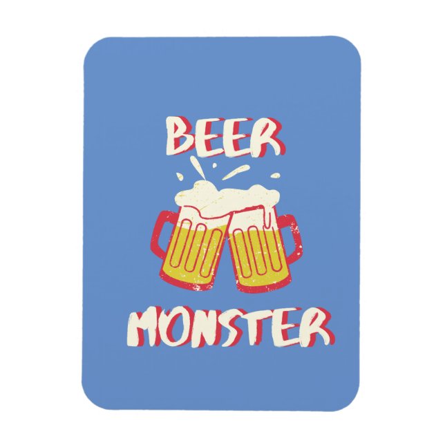 Imán de Monstruo de Cerveza con Fondo Azul (Vertical)