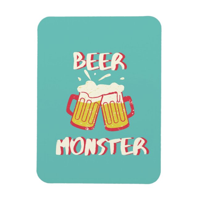 Imán de Monstruo de Cerveza con fondo de Aquamarin (Vertical)