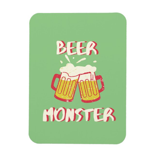 Imán de Monstruo de Cerveza con Fondo Verde (Vertical)