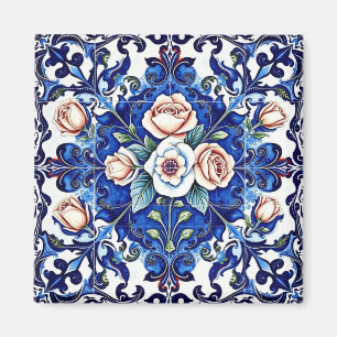 imán de mosaico de rosa real