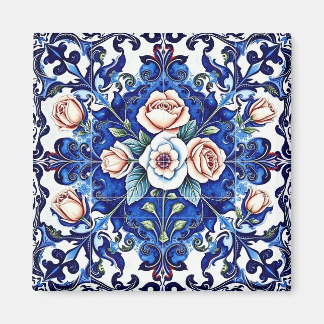 imán de mosaico de rosa real (Frente)